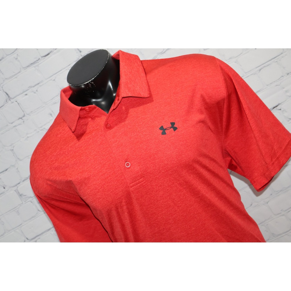 Under Armour The Playoff Polo Mens 3XL Red Short Sleeve Loose Fit Golf Shirt